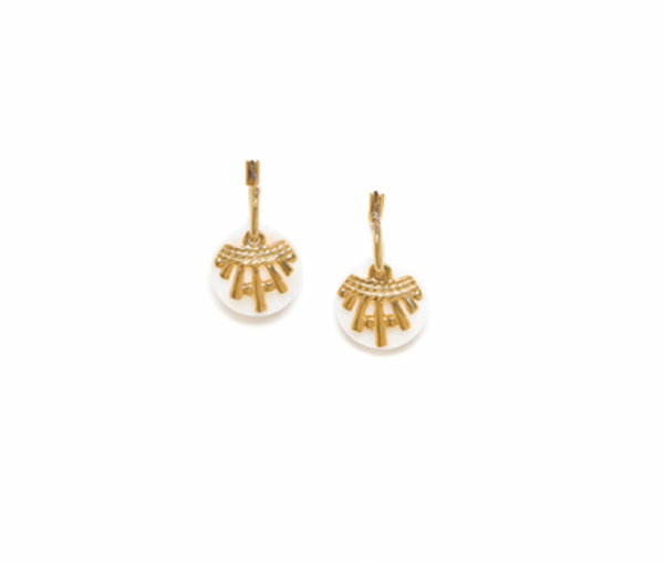ELLEN Small Creole with Shell Disc Earrings