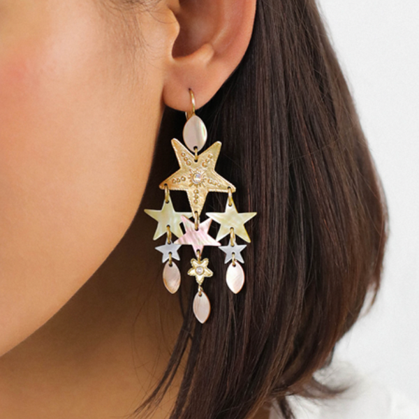 ESTRELLA Multi-Dangle Stars French Hook Earrings