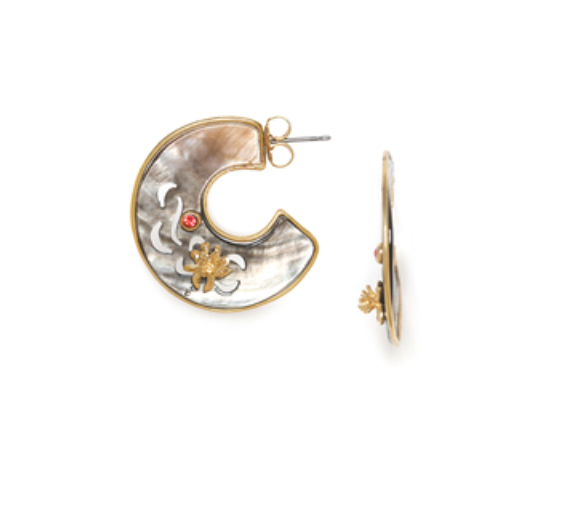 FRIDA Openwork Black Lip Creoles Earrings