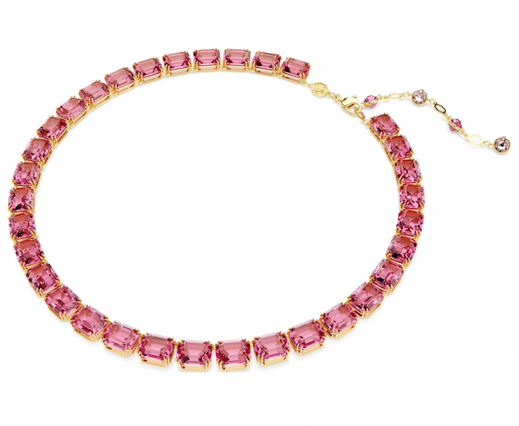Millenia necklace Octagon cut, Pink, Gold-tone plated
