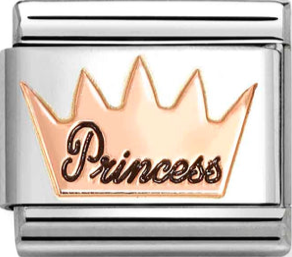Symbols - Crown Princess with Black Enamel Rosegold Charm