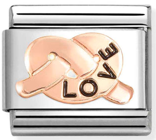 Love - Love Knot with Black Enamel Rosegold Charm
