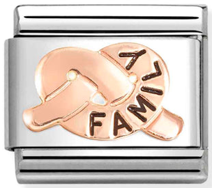 Family - Family Knot with Black Enamel Rosegold Charm