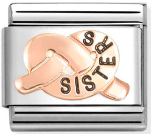 Family - Sisters Knot with Black Enamel Rosegold Charm
