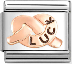 Luck Knot Rosegold & Black Enamel Charm