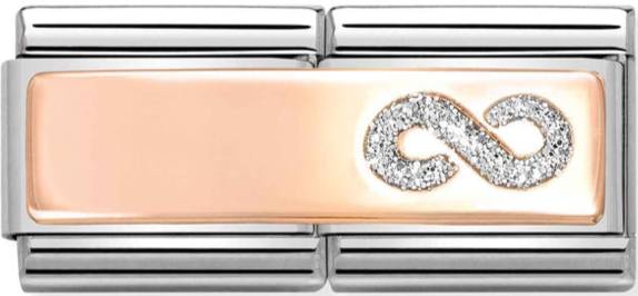 Engravable - Glitter Infinity Double Link Rosegold Charm