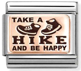 Hobbies - Take A Hike And Be Happy with Black Enamel Rosegold Charm