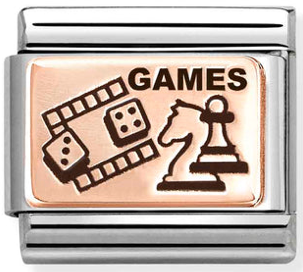 Hobbies - Chess & Dice with Black Enamel Rosegold Charm