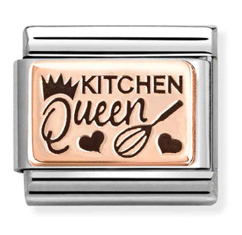 Kitchen Queen Rosegold & Black Enamel Charm