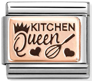 Kitchen Queen Rosegold & Black Enamel Charm