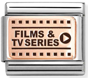 Hobbies - Films & TV Series with Black Enamel Rosegold Charm