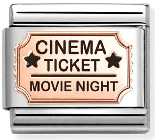 Hobbies - Cinema Ticket with Black Enamel Rosegold Charm