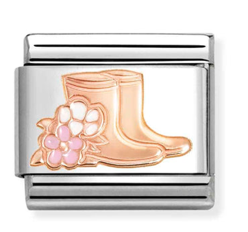 Boots with Flowers Rosegold & Enamel Charm