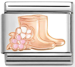 Hobbies - Wellies with Flowers Rosegold Charm
