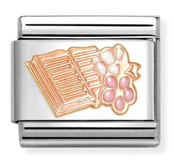 Book with Flowers Rosegold & Enamel Charm