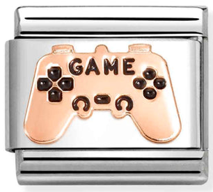 Hobbies - Gaming Controller with Black Enamel Rosegold Charm