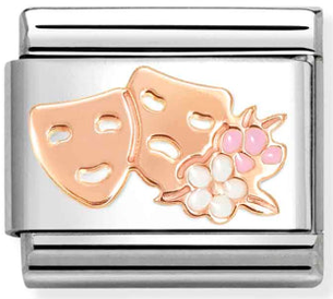 Hobbies - Theatre Marks with Flowers Rosegold Charm