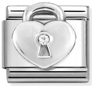 Love - Heart Padlock with CZ Silver Charm