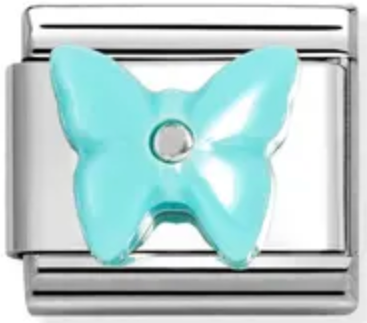 Animals - Turquoise Synthetic Stone Butterfly Silver Charm