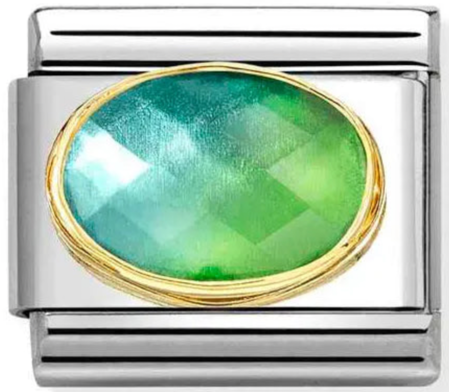 Gemstones - Blue/Green Ombre Faceted CZ Gold Charm