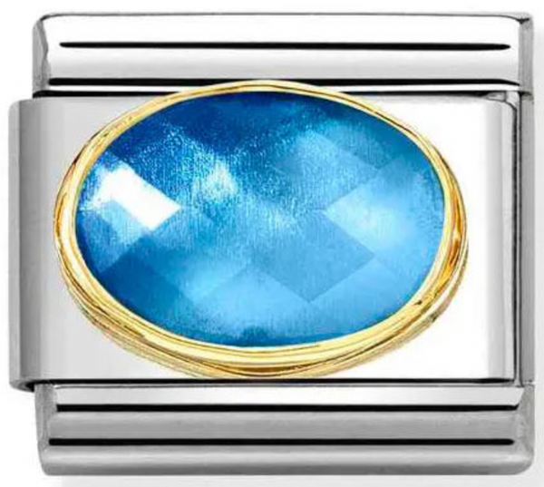 Gemstones - Light Blue/Blue Ombre Faceted CZ Gold Charm