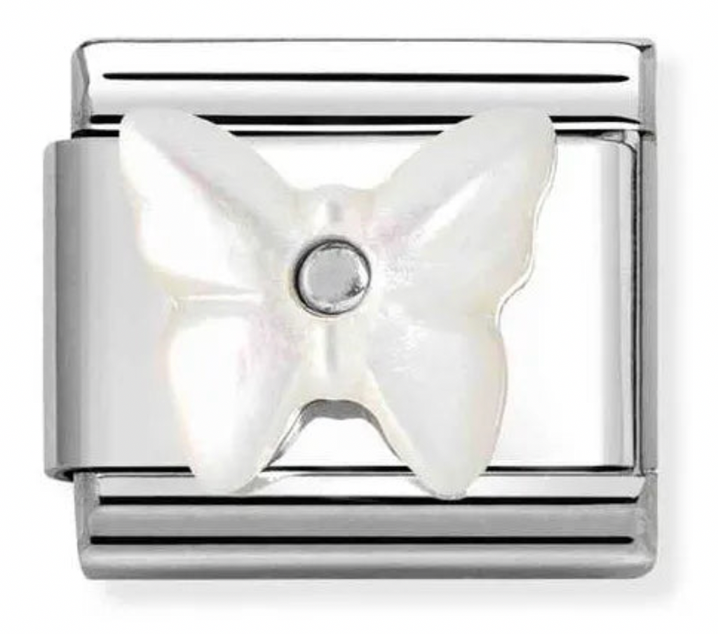 Butterfly Mother of Pearl Silver Charm
