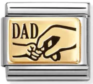Family - Dad Hand with Black Enamel Gold Charm