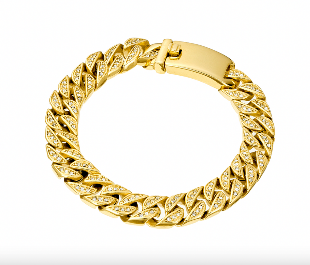 Bracelet -  Blaze S/Steel YGP Cuban Link w/ CZs