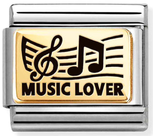 Hobbies - Music Lover with Black Enamel Gold Charm