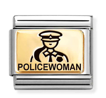 Occupation - Policewoman Gold & Black Enamel Charm