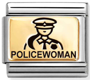 Occupation - Policewoman with Black Enamel Gold Charm