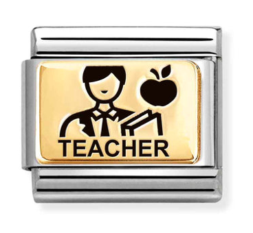 Occupation - Male Teacher Gold & Black Enamel Charm