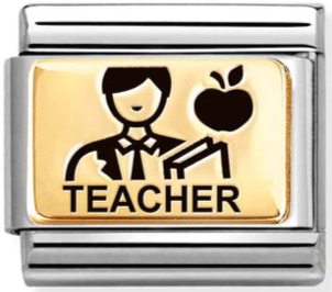 Occupation - Male Teacher with Black Enamel Gold Charm
