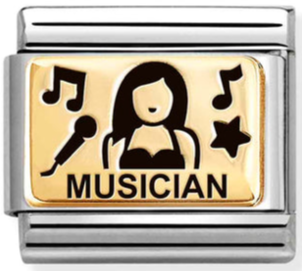 Occupation - Musician with Black Enamel Gold Charm