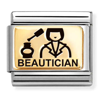 Beautician Gold & Black Enamel Charm