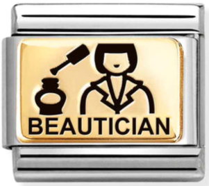 Occupation - Beautician with Black Enamel Gold Charm