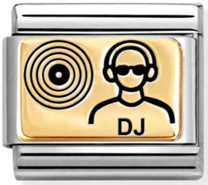 Occupation - DJ with Black Enamel Gold Charm