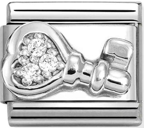 Symbols - Key with CZ Silver Charm