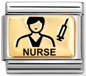 Occupation - Male Nurse with Black Enamel Gold Charm