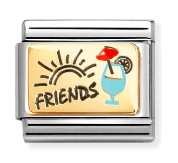 Friends with Cocktails Gold Charm