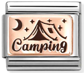 Hobbies - Camping with Black Enamel Rosegold Charm