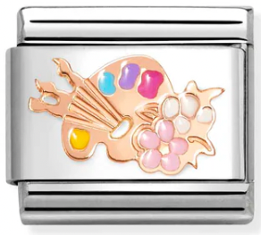 Artist's Palette Rosegold & Enamel Charm