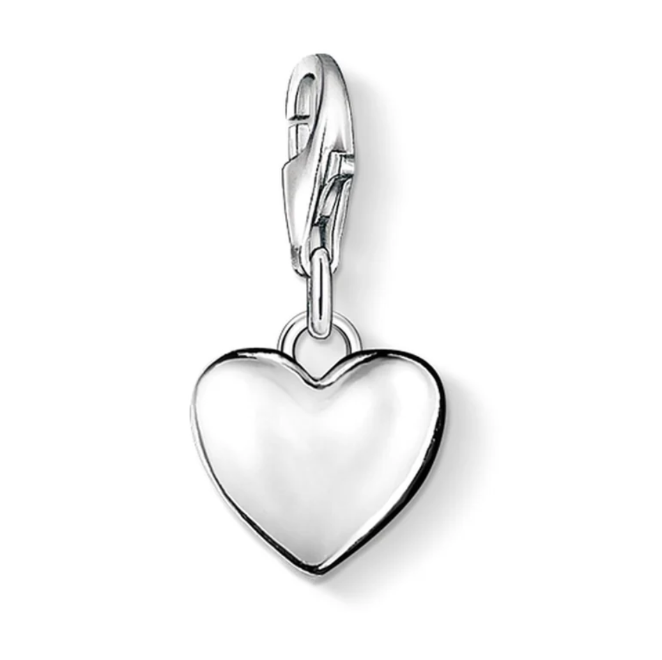 Domed Heart Silver Charm