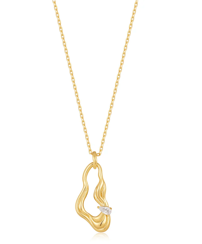 Taking Shape - Twisted Wave Gold Drop Pendant