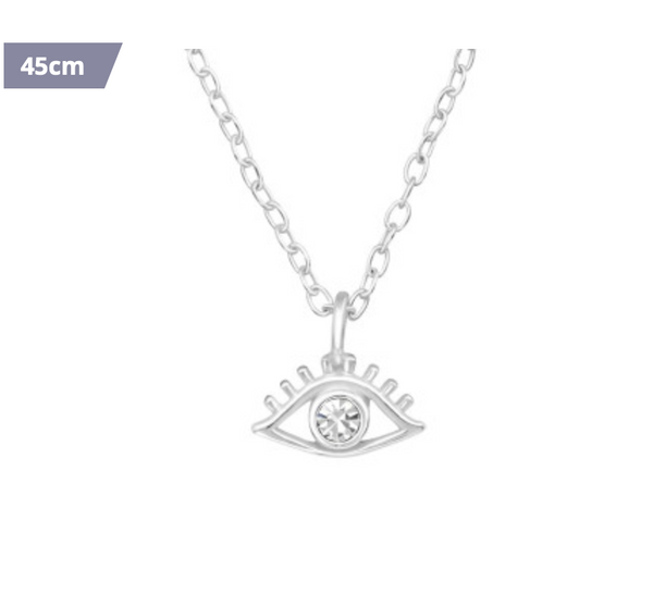 Evil Eye with CZ Silver Necklace