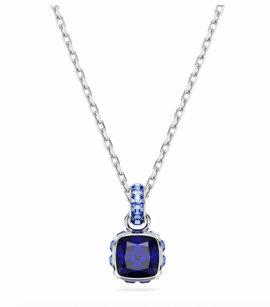 Birthstone pendant Square cut, September, Blue