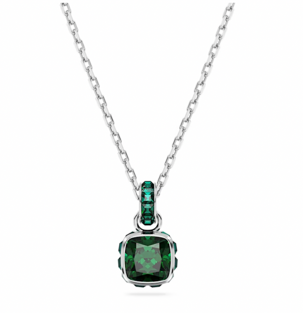 Birthstone pendant Square cut, May, Green