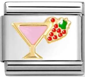 Food & Drinks - Pink Cocktail Gold Charm