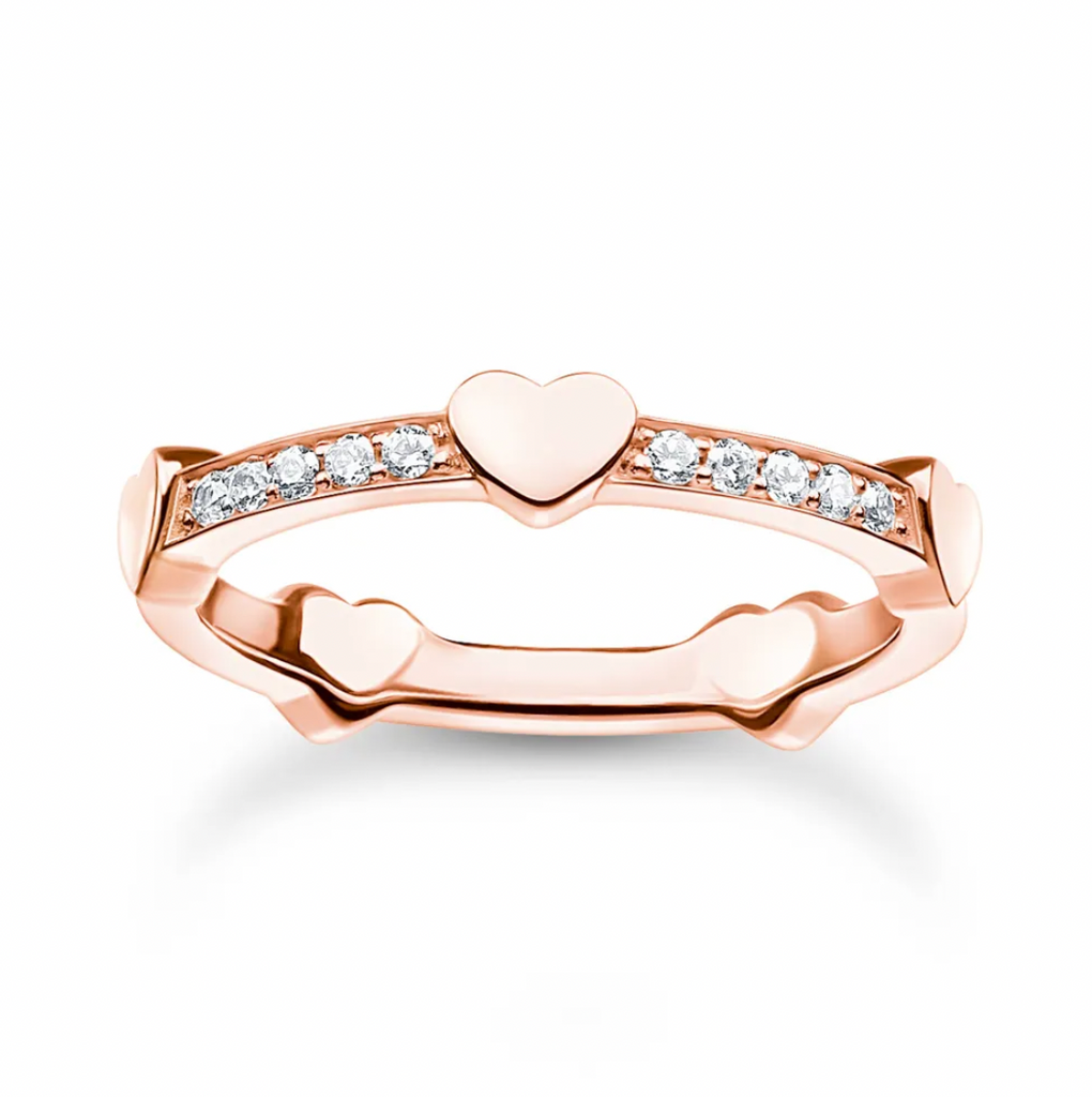 Hearts & CZ Band Rosegold Ring