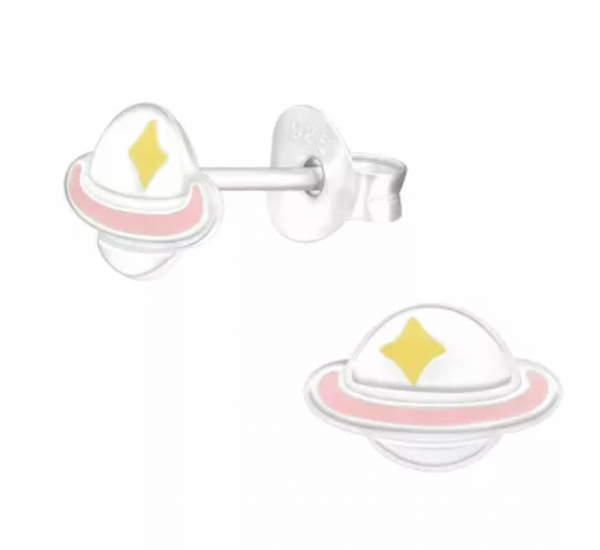Kids Saturn Silver Stud Earrings